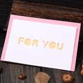 Biglietto d'auguri For You intagliato al laser con busta rosa su fondo legno - Design Per Te (308#for you)