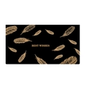 Elegant black gift card with gold feather design and Best Wishes text for holidays - Feather With Envelope