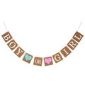 Banderole Boy or Girl en papier kraft rétro pour fête prénatale et décoration de fête - Bannière Simple BOY OR GIRL