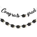 Set striscione Congrats Grad glitterato con tocchi neri e nappe dorate eleganti - 2 fili
