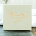 Square beige pearlescent thank you card with elegant gold foil lettering and envelope - With Envelope / Off-white