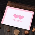 Hollow heart greeting card set with pink envelope and forever text on white paper - Forever Theme Design (308#forever)