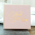 Pink pearlescent greeting card with gold foil Thank You text and white envelope - With Envelope / Pink
