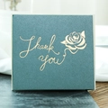 Square dark green thank you card with gold foil rose design and white envelope - With Envelope / Dark Green