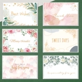 Set of 6 watercolor floral thank you cards with assorted designs and envelopes - Fresh Floral Geometric Style (558) / With Envelope
