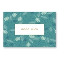 Groene wenskaart met bladmotief, gouden 'GOOD LUCK' tekst en bijpassende envelop - Groene Bladeren (GOOD LUCK)