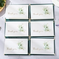 Watercolor thank you card set with gold lettering and dark green gold-rimmed envelopes - Dark Green Gold Edge Envelope Style (566) / With Envelope