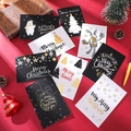 Set de tarjetas de Navidad con motivos de renos y árboles sobre fondo de terciopelo rojo - 24 tarjetas + 24 sobres/paquete