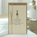 Retro greeting card set with kraft envelope, twine bow and bronze Eiffel Tower charm - Eiffel Tower