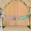 Holographic Iridescent MR & MRS wedding banner with hearts for bridal party decor - Holographic Color