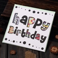 Hollow Happy Birthday card with colorful lining on a wooden tray with a miniature Eiffel tower - Happy Birthday Style (313#10)