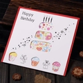 Hollow birthday card with Happy Birthday font and colorful floral inner patterns - Happy Birthday Cake Style (313#12)