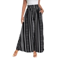 Women's boho wide leg trousers featuring black and white tribal geometric prints - S / Black and White Print