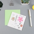 Carte florale carrée 'Thinking of you' avec son enveloppe vert clair assortie - Style Tournesol (313)