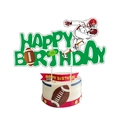 Decoración de pastel Feliz Cumpleaños tema rugby con jugador y balón de fútbol americano - Decoración de Tarta