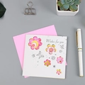 Hohle Grußkarte mit Blumenmuster, rosa Umschlag und goldener 'Wishes for you' Prägung - Zwei Schmetterlinge Und Blumen Stil (313)