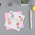 Carte de vœux florale évidée rose et blanche avec texte 'Wishes for you' et enveloppe - Style Bénédiction De Fleurs (313)