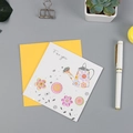 Blumen-Grußkarte mit Schriftzug 'For you' und dazu passendem leuchtend gelbem Umschlag - Gießkanne Stil (313)