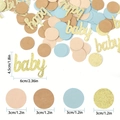 100 pezzi di coriandoli Baby Shower con scritte glitter oro e cerchi per decorazione - Set Lettere Baby e Puntini Oro (100pcs)