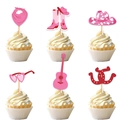 Set de adornos para cupcakes de vaquero rosa con sombreros de fiesta y botas - Set Tema Vaquero A