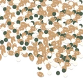 Rugby theme party confetti set with brown football shapes, green and white round paper dots - 100pcs / Rugby Paper Scraps