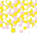 Colorful sun and round paper confetti set in pink, white and yellow for party decor - Standard Type