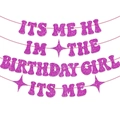 Rosa Glitzer Girlande 'ITS ME HI I'M THE BIRTHDAY GIRL' für Partydekorationen - Rosa