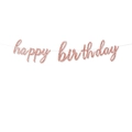 Detail der roségoldenen Happy Birthday Girlande mit glitzernden Buchstaben aus Karton - Roségold