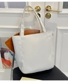 Bolso tote blanco minimalista de gran capacidad con correas dobles para uso diario - Blanco