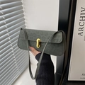 Borsa sottobraccio in pelle scamosciata grigio-verde con stampa leopardata - Verde