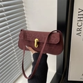 Borsa a tracolla bordeaux con stampa leopardata e fibbia dorata stile quadrato - Rosso