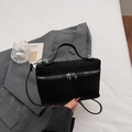Chic black faux suede box bag with heart zippers and detachable shoulder strap - Black