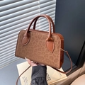Borsa leopardata marrone con manico in pelle e tracolla per moda femminile - Marrone