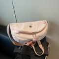 Bolso bandolera rosa claro de nailon arrugado de gran capacidad con correa ajustable - Rosa