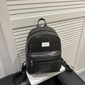 Sac à dos noir en similicuir gaufré avec motifs de chat et poche frontale zippée - Noir
