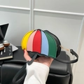 Rainbow umbrella shaped mini shoulder bag in colorful patchwork faux leather - Black