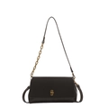 Retro dark brown saddle bag with matte finish and elegant golden twist lock buckle - Brown