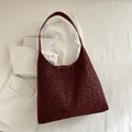Elegante borsa hobo capiente con stampa leopardata rosso scuro in finta pelle - Rosso