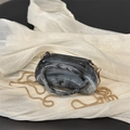 Elegant marble acrylic evening clutch bag with glossy ink pattern and gold chain strap - Gray