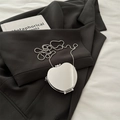 Silver mirror heart-shaped mini chain bag with metallic finish and thin strap - Apple Silver