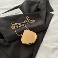 Mini gold geometric acrylic chain bag with glossy metallic finish and ball chain - Hexagon Box Gold