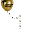 Gouden afstudeerballon met decoraties van afstudeerhoedjes en rollen voor feest - Goud