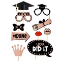 Set di oggetti di scena per foto di laurea 2026 in oro rosa e nero con scritte glitter - Oggetti di Scena per Foto di Laurea Rosa
