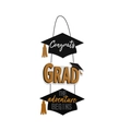 Three-tier vertical paper graduation banner featuring GRAD text and black tassels - Three-Tier Vertical Hanging Style - GRAD