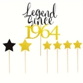 Detail von 7-teiligem Kuchendekorations-Set mit Legend Since 1964 und goldenen Sternen - Legend Since 1964