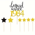 Détail du kit décoration gâteau Legend Since 1984 avec étoiles dorées et noires - Legend Since 1984