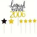 Kit de décoration de gâteau Legend Since 2006 avec étoiles pailletées or et noir - Legend Since 2006