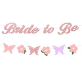 Λαμπερή γιρλάντα Bride to Be με ροζ και μωβ διακοσμητικές πεταλούδες και άνθη - Ροζ Πανό Και Γιρλάντα Πεταλούδας / Ροζ