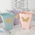 Pastel butterfly popcorn party favor boxes in blue pink and purple with gold foil - Popcorn Boxes / Pink