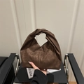 Borsa tote marrone minimalista con stampa leopardata e manico intrecciato per l'autunno - Marrone
